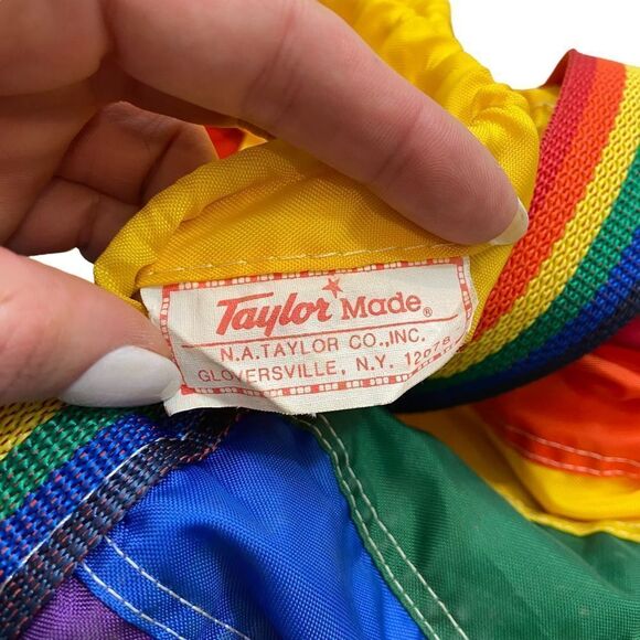 Rare Vintage Taylor Made Brand Rainbow Drawstring Bucket Tote Bag - Picture 3 of 12